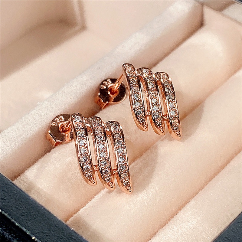 Anting Stud Kristal Cubic Zirconia Gaya Simple Untuk Wanita