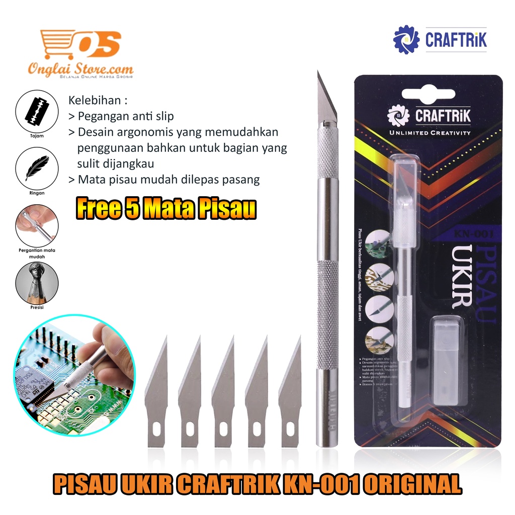 

Pisau Ukir Craftrik KN-001 Original - Craftrik KN-001 Pisau Ic - Art Knife - Pisau Alat Ukir Cutter Crafting