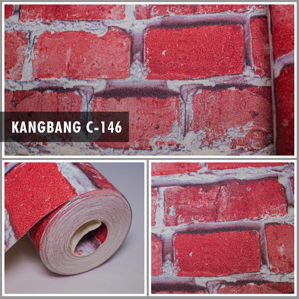 Wallpaper Dinding Motif Batu Bata bahan vinyl timbul dan bertekstur