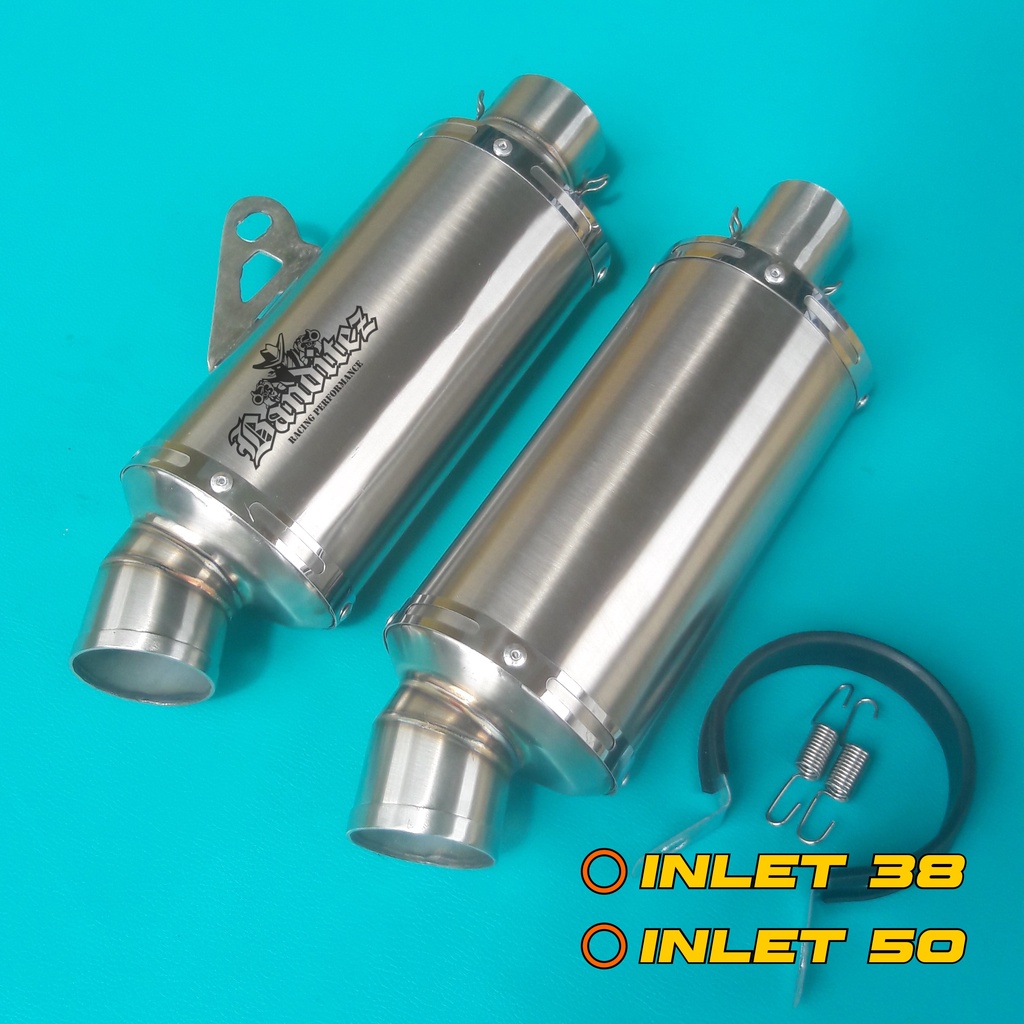 Knalpot Oval pendek 20cm Inlet 38/50mm, Beat, Vario, Scoopy, Nmax, Aerox, PCX, Jupiter, Vega, Supra, dll-fullset+laser