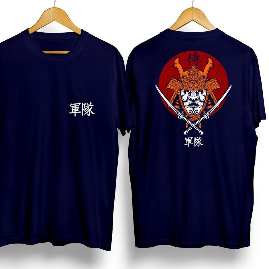Terbagus.. Davecollection - Kaos Pria Kaos Distro SAMURAI BUSHIDO NAVYBLUE CN619