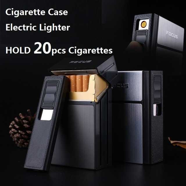 Box Kotak Rokok + Korek Api Elektrik Pulse Plasma USB Lighter Fingerprint Touch Sensor