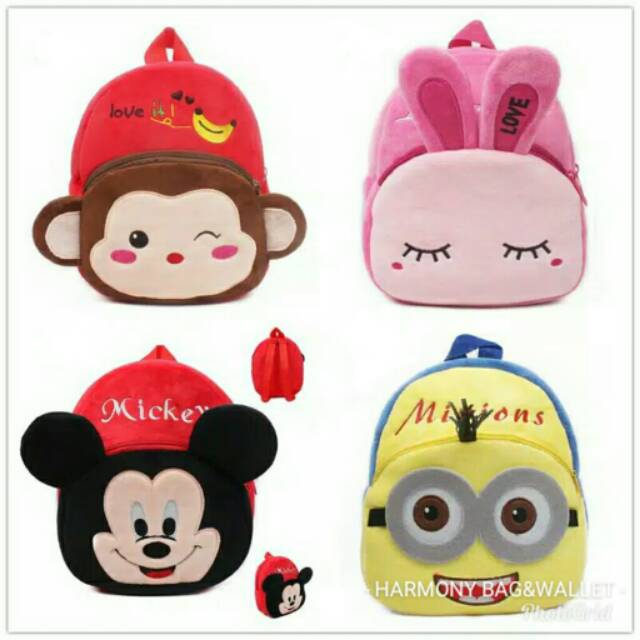 MINI RANSEL IMPOR ANAK/ TAS BELUDRU YELVO PREMIUM/ TAS ANAK 1-3 TAHUN/ TAS ANAK MURAH