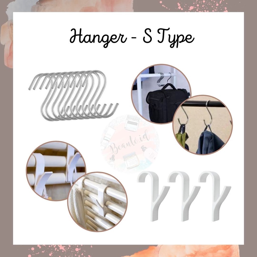 Gantungan Model S Cantolan Tiang Centelan Tambahan Pengait Kait Kuat Bahan Stainless Steel / PP Serbaguna Tas Jaket Peralatan Dapur Panci Lap Tangan Handuk Kamar Mandi Hook Radiator Rail Hanger