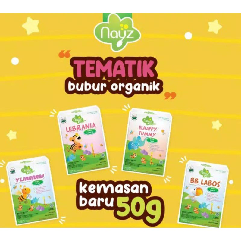 Nayz bubur MPASI Kardus 50 gram Lebrania BB Labos El happy tummy yummy