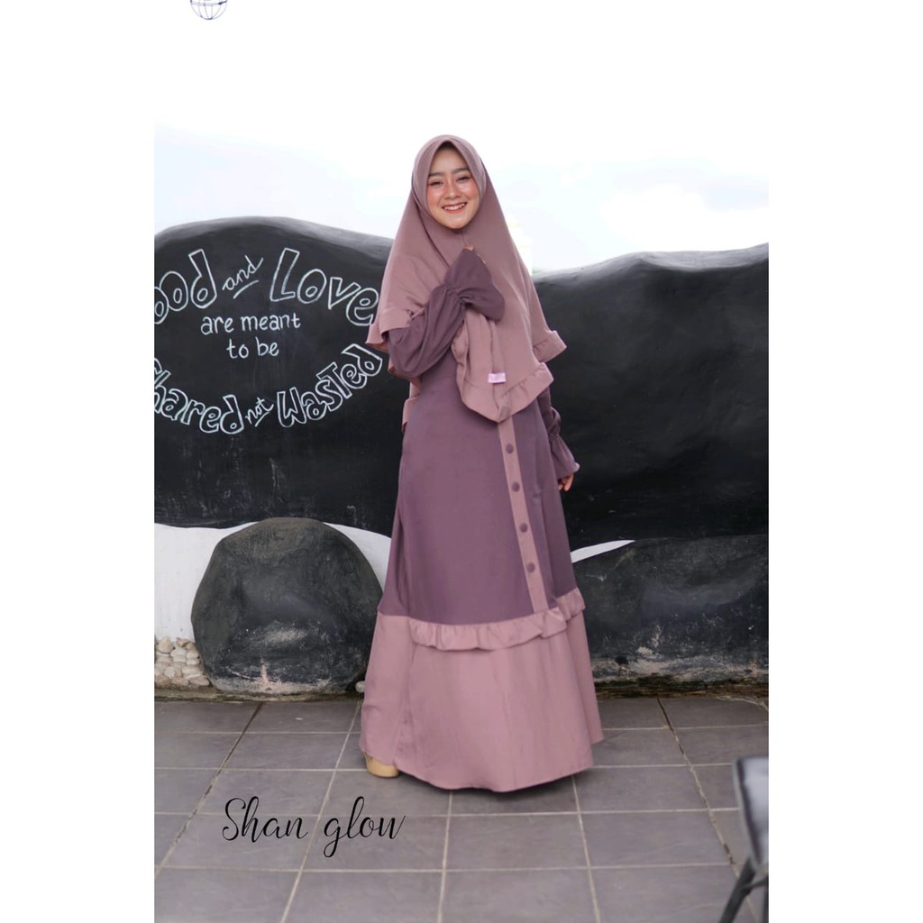 Gamis set syari  Itycrepe SISUKA by Shan glow Set Khimar terbaru grosir ecer murah reseller dropship