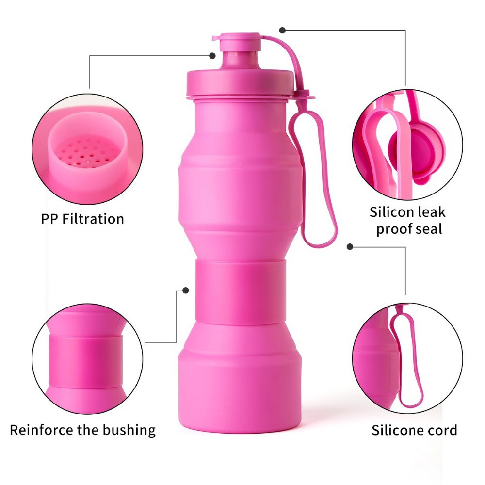 Botol Minum Lipat Silikon 800ML | Bottle Silicone Foldable Minimalis