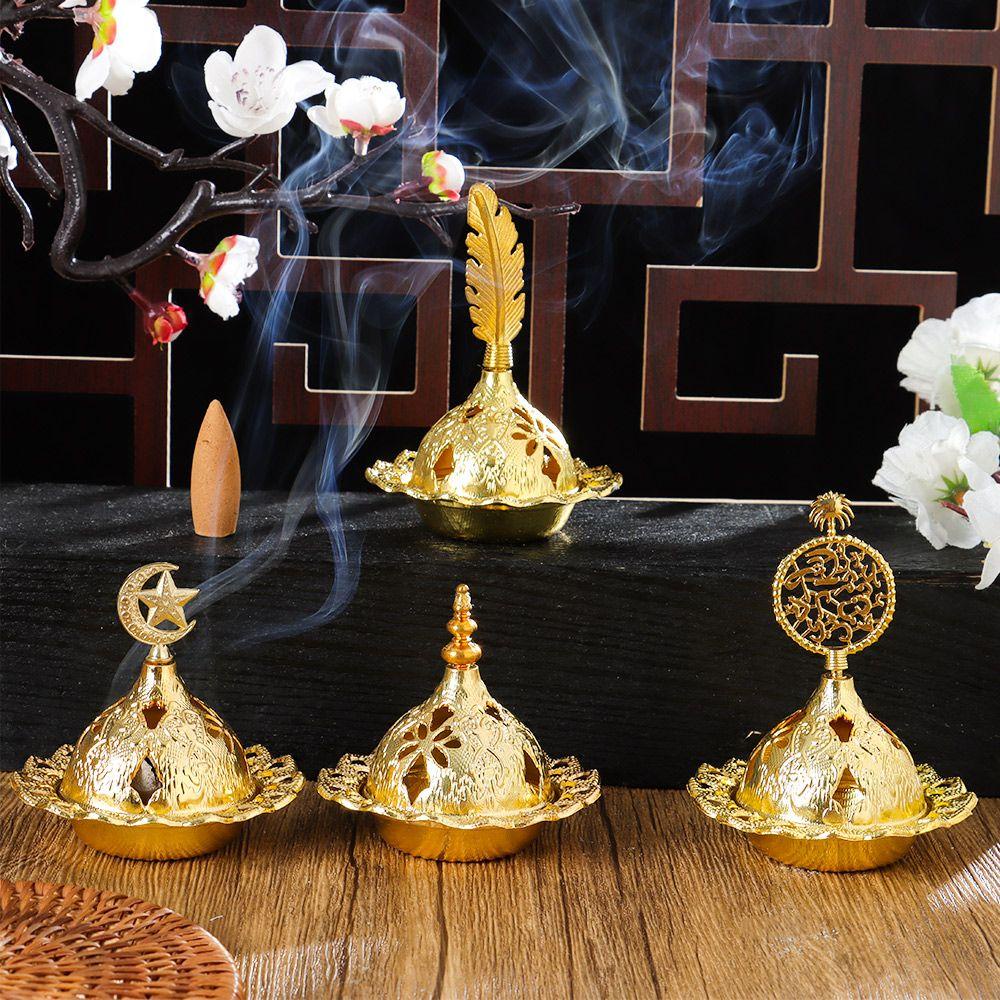 Solighter Metal Incense Burner Hollow Vintage Buddhism Gaya Arab Dekorasi Rumah Tungku Aromaterapi Tempat Pedupaan