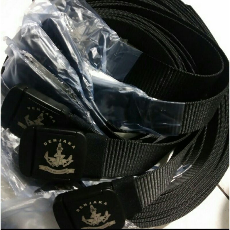 Gesper/Sabuk Ikat Pinggang Hitam Laser Logo Custom Denjaka