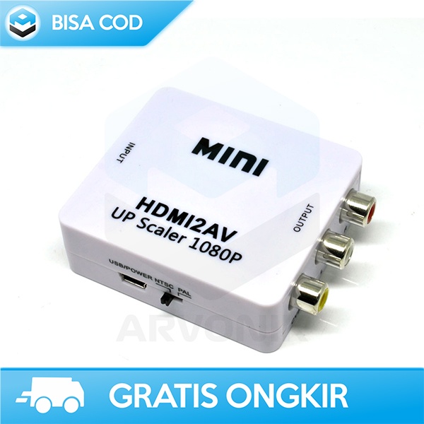ADAPTOR MINI CONVERTER HDMI 1.3 RCA TO AV 1080P 60HZ USB PLUG PAL NTSC