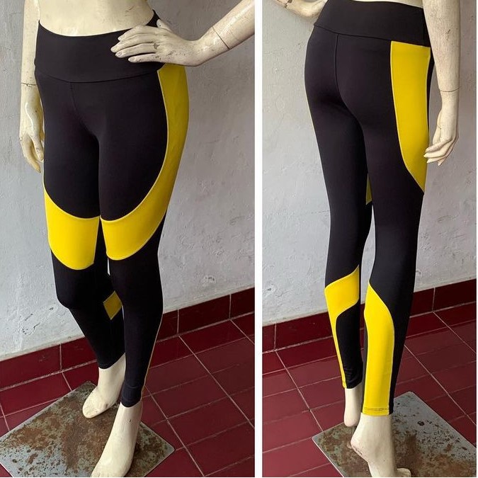 Celana Senam Legging Dance Kombinasi Kuning