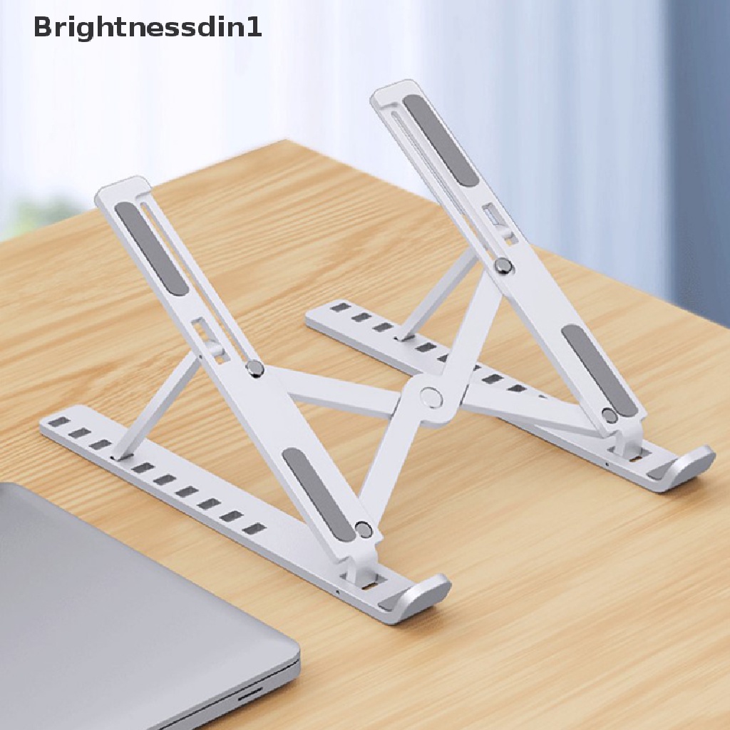 (Brightnessdin1) Stand Holder Laptop / Notebook / Tablet Portable Bahan Plastik Bisa Dilipat