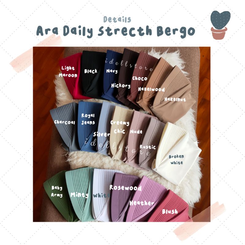 Ara dan Nara Daily Strecth Bergo by idellstore • Bergo Jersey Premium Olahraga