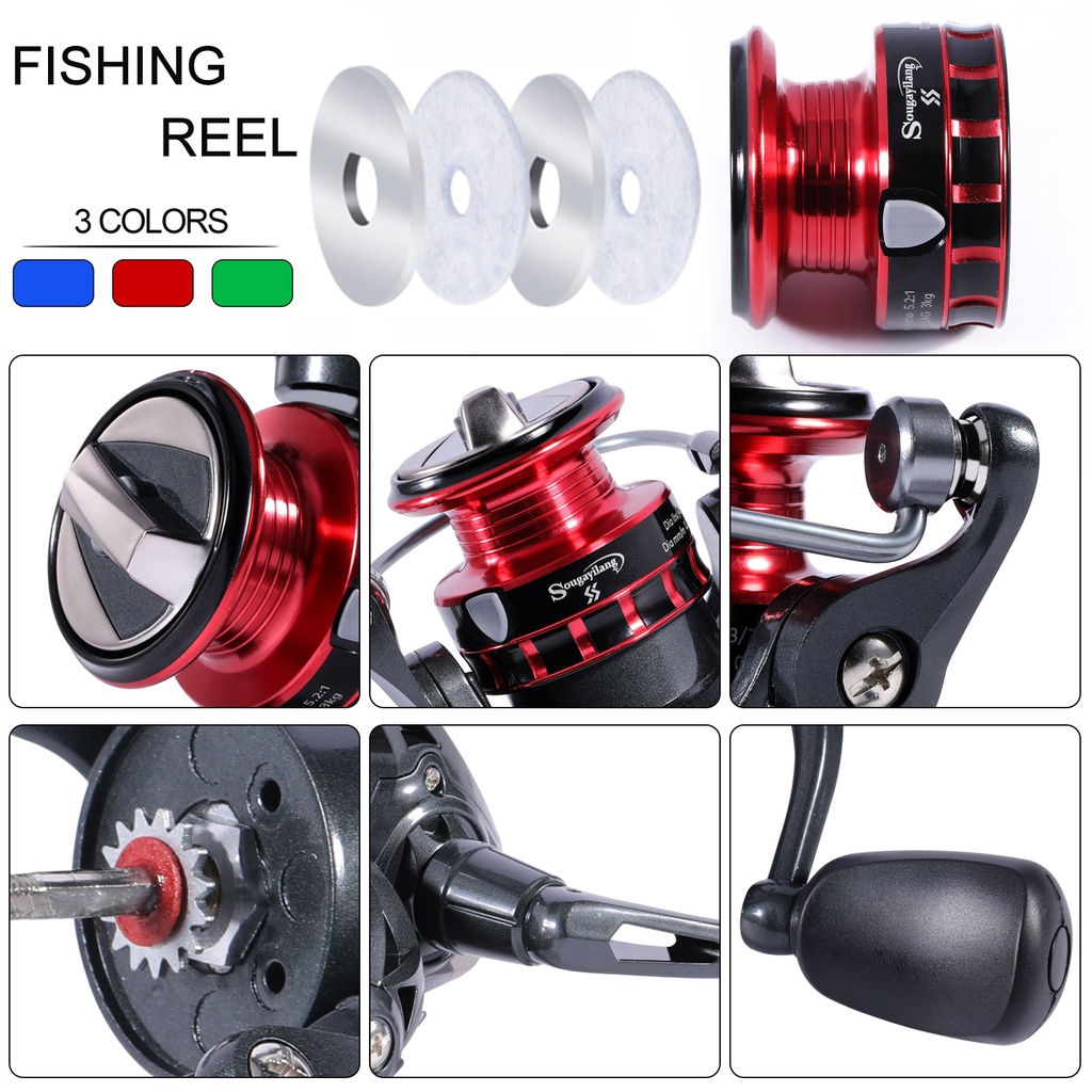 Sougayilang 3 Warna Fishing Reel Mini Metal Fishing Reel 5 Ball Bearing Spinning Reel