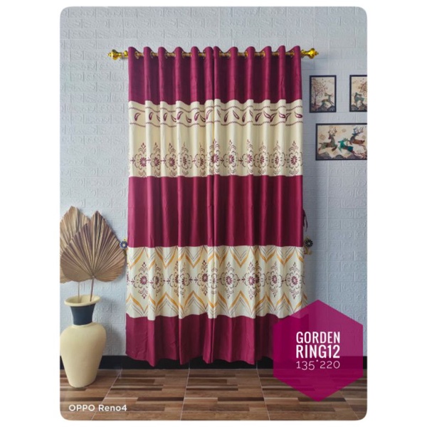 Gorden Motif Bunga Merah