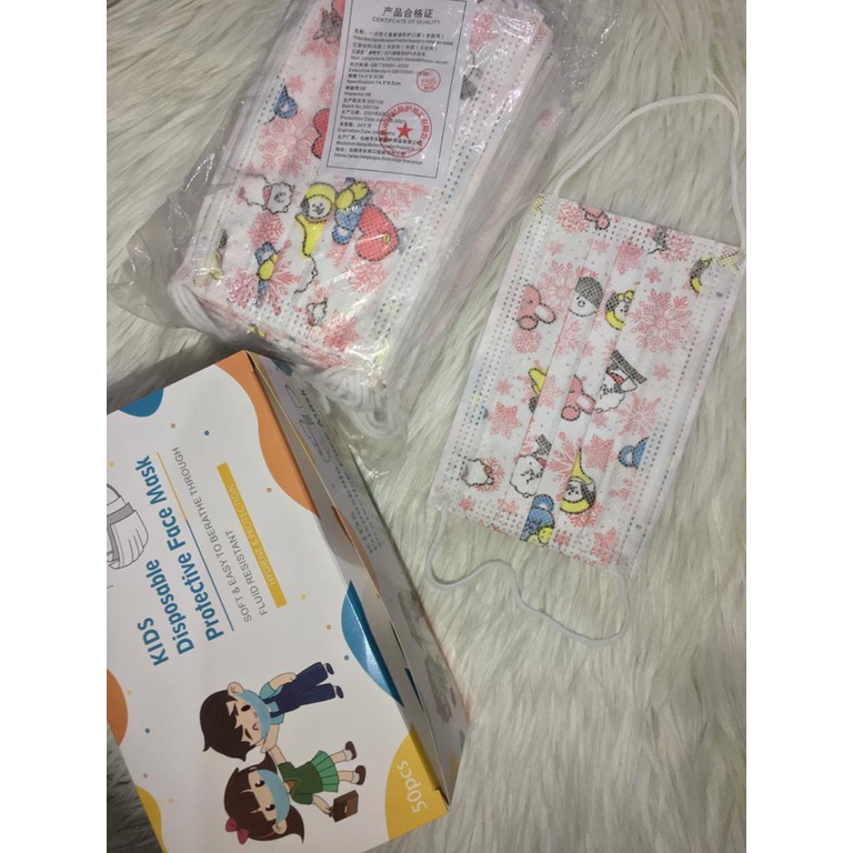 Masker Anak Motif K-Pop 3ply Isi 50PCS Import Real Pict FRVR