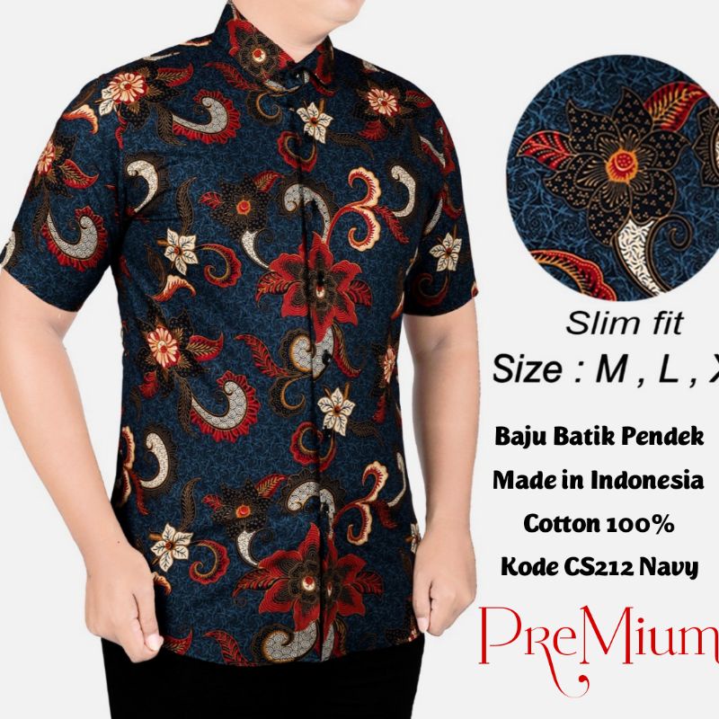 CBS 725 HEM KEMEJA BATIK PRIA SLIM FIT LENGAN PENDEK COLIN DION-CS 212