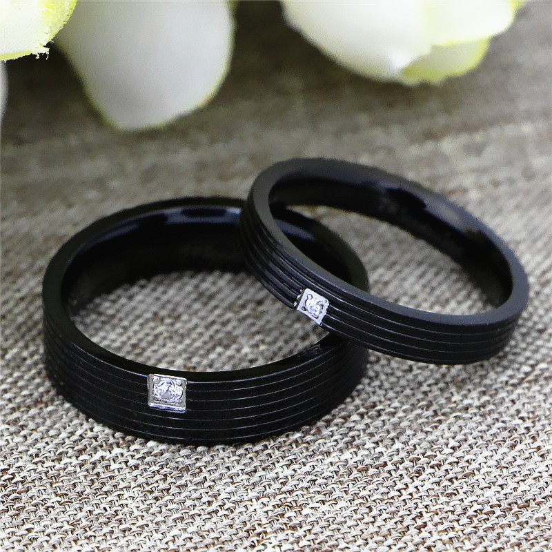 [SALE] Cincin Couple / Tunangan / Nikah / Pasangan / Titanium Cocok untuk hadiah C083 Hitam