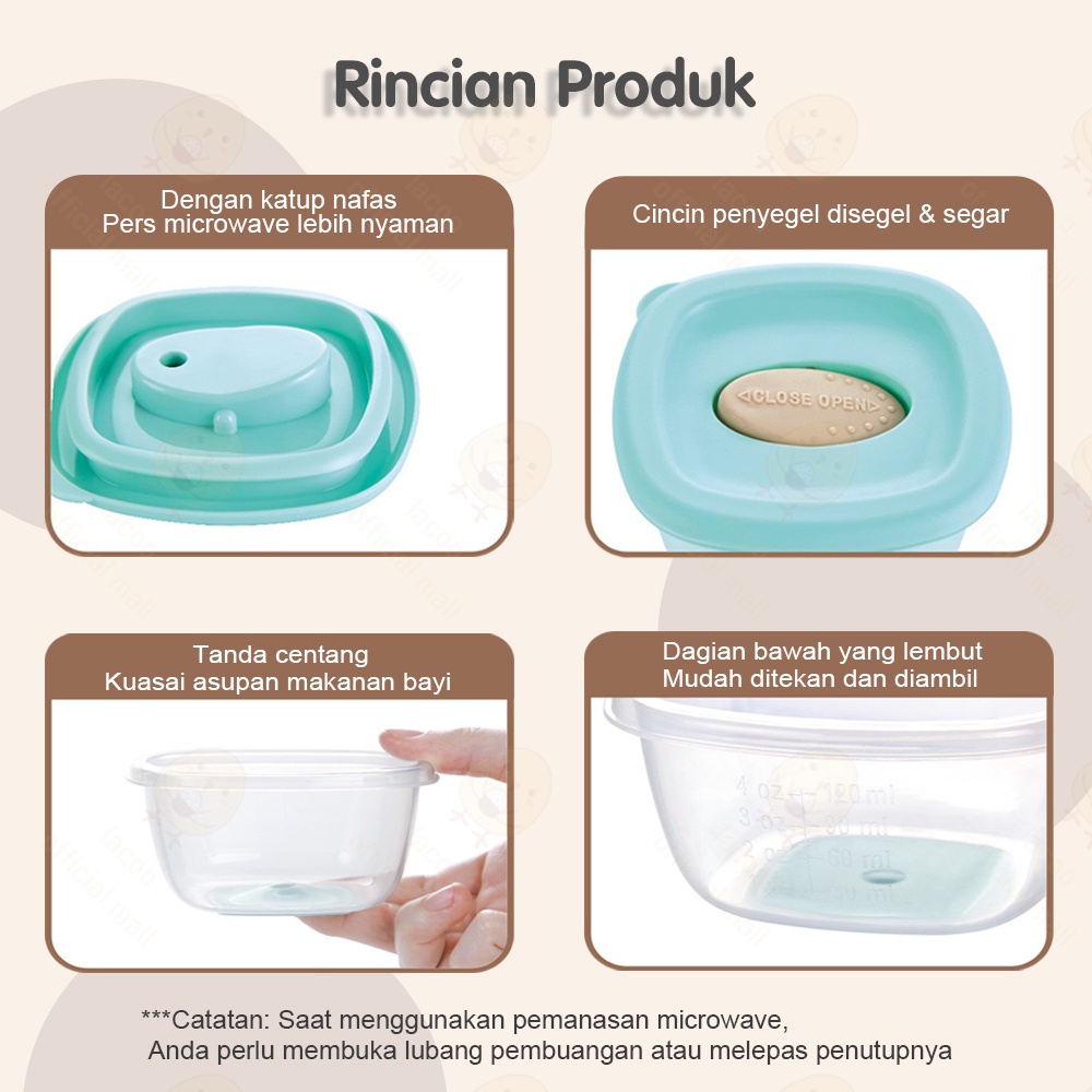 Lacoo 4in1 Tempat makan bayi/Food container mpasi BPA FREE/Mpasi peralatan makan bayi