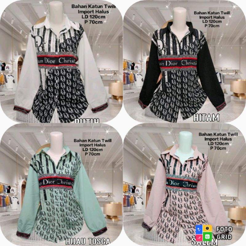 Kemeja Cewek Jumbo Import Premium Halus Christian Dior Ld120cm