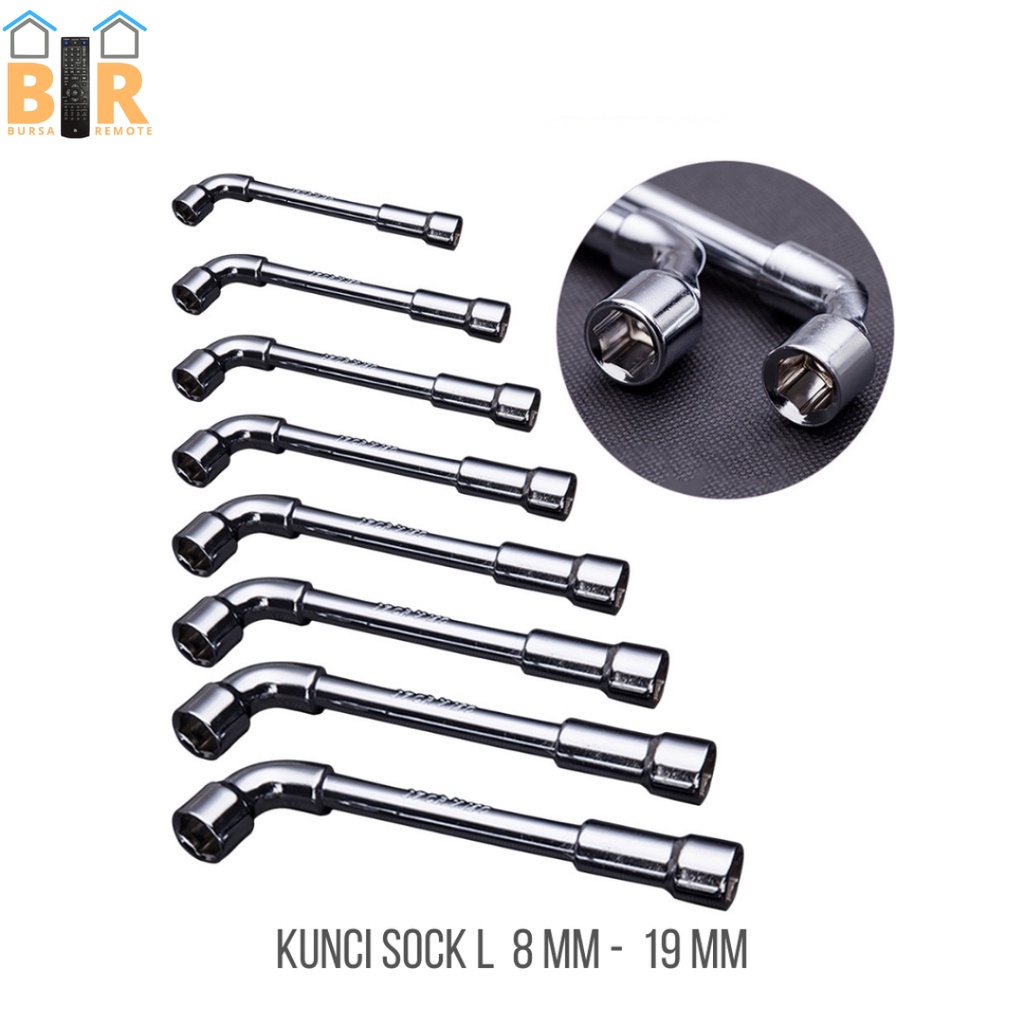 Kunci Shock Wrench L 8MM - 19MM Double Sock Sock Sok Shok Allen 2 Key Way