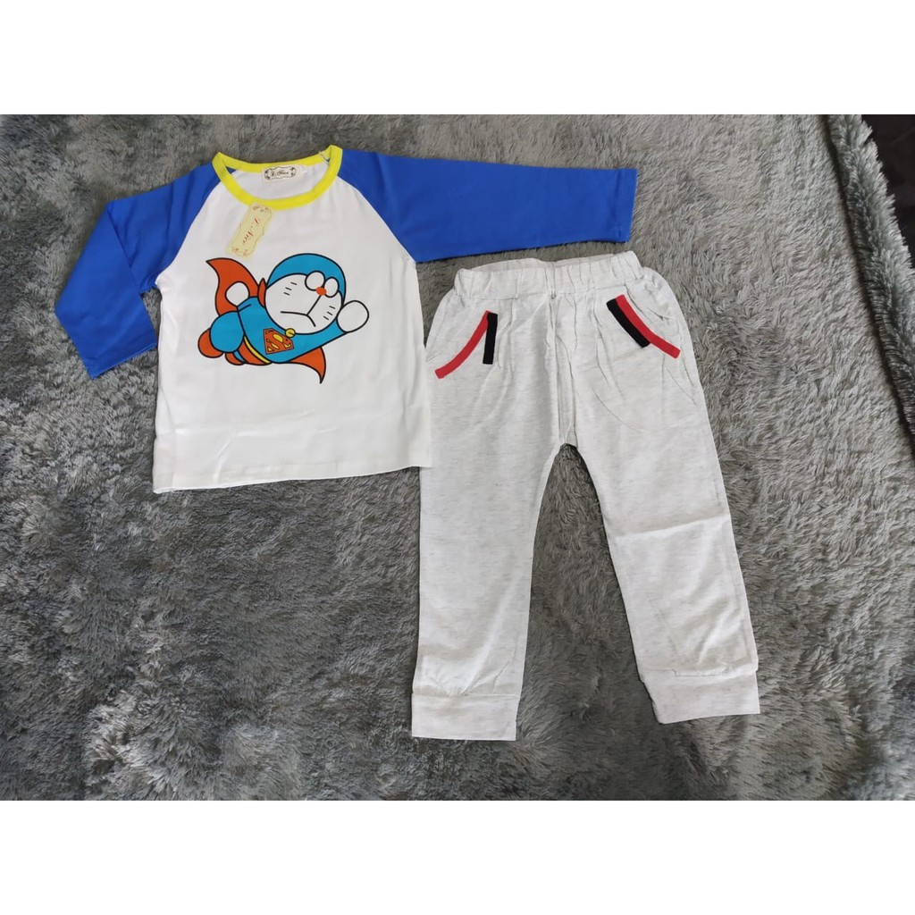 Setelan anak motif doraemon Lnice 58-2 fashion anak laki laki