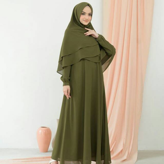 Baju syar'i gamis dress Fatimah set gonegani