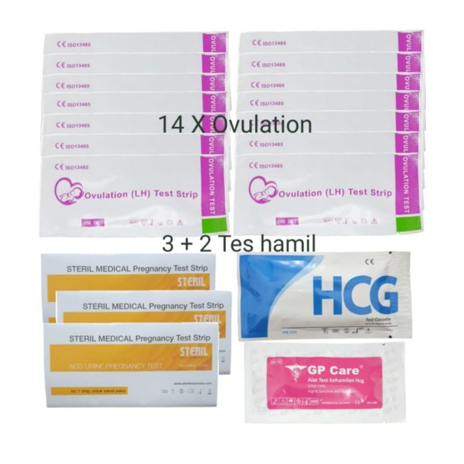 PAKET Ovulation Test/Ovulation /Tes Ovulasi /Ovulation / LH 14 + TP 3 + 1 HCG CASET + 1 GP CARE PINK