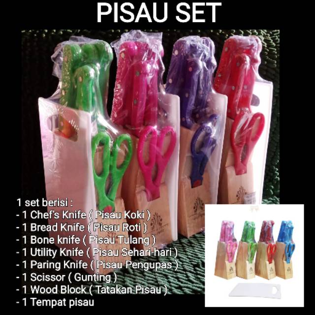 (HANYA UNGU)Pisau set / pisau dapur set telenan