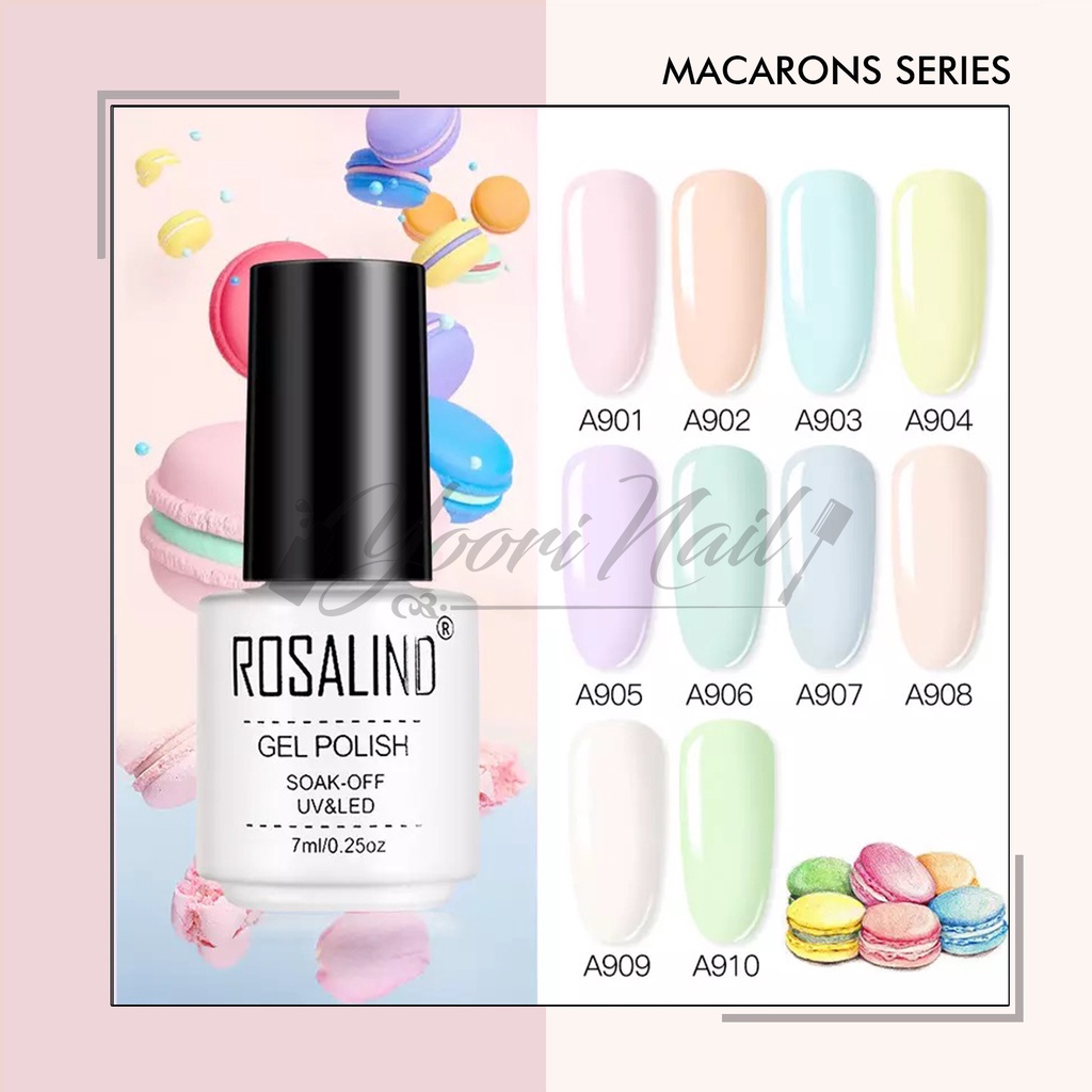 Mini Rosalind macarons series 7ml gel polish pastel color kutek gel nail art warna pastel macaron