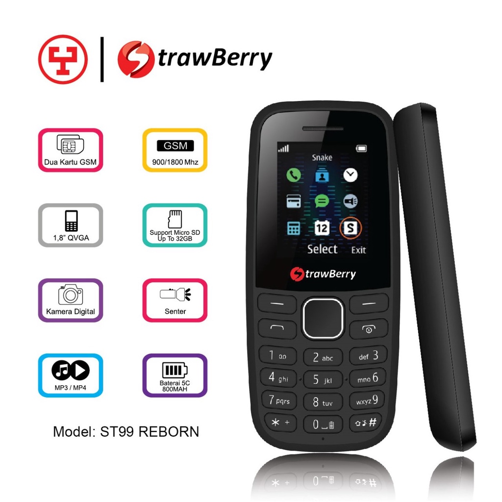 Strawberry ST99 BOMB Reborn Candybar HP Murah Banget Asli HP Jadul Termurah HP Terbaru 2021