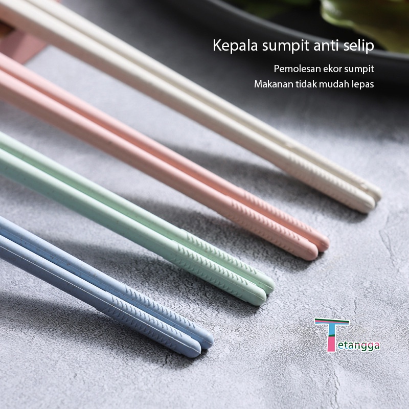 Sendok Garpu Sumpit Set / Alat Makan Portable Hadiah Jerami Gandum Travel Set Suvenir Murah