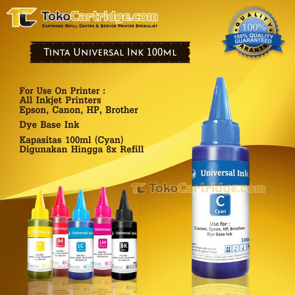 Tinta Universal Ink Cyan 100ml, Tinta Dye Base