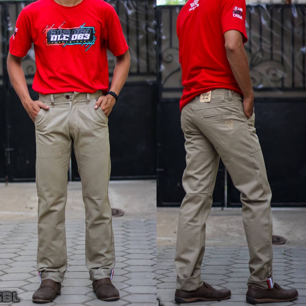 DLC063-Celana chino panjang original SELVED kanvas canvas reguler standart hitam terbaru bisa cod non street asli