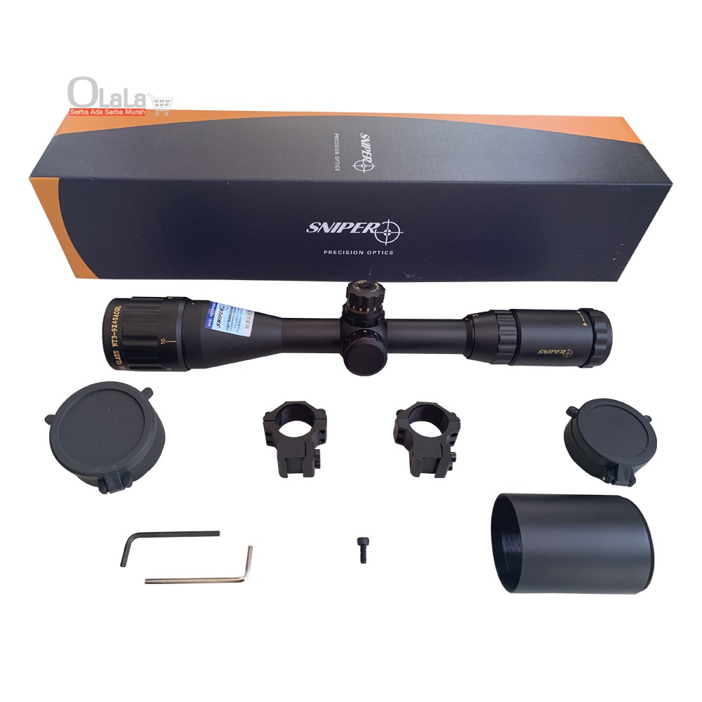 Hobby Scope Teleskope Teleskop Sniper Pembesar Latihan Tembak Memburu Shooting Range MT 3-9 x 40 AOL