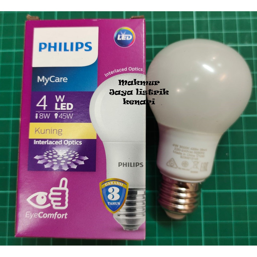 Philips LEDBulb 4W E27 APR 3000K 4000K 6500K 230V Kuning Putih