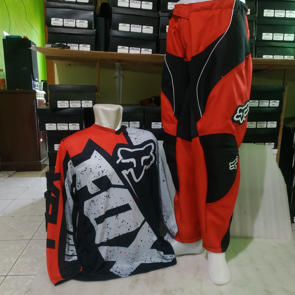 jersy cross trail baju offroad printing satu set jersey FULLPRINT celana cross dan baju stelan offroad