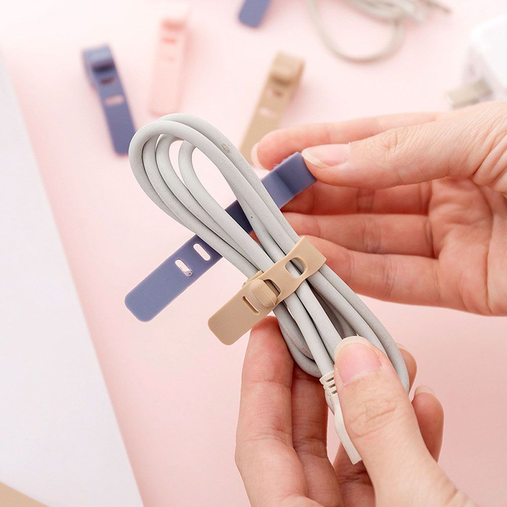 QUINTON Multipurpose Cable Winder Storage Organizer Cable Holder Cable Organizer Cord Fixer Office Accessories Flexible Silicone Earphone Clip Charging Cable Protector Headset Clip