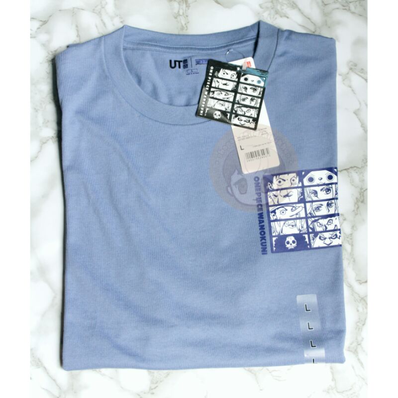 [READY STOCK] KAOS ANIME UNIQLO X ONE PIECE ORIGINAL BLUE WANOKUNI SIZE L . ONEPIECE BIRU