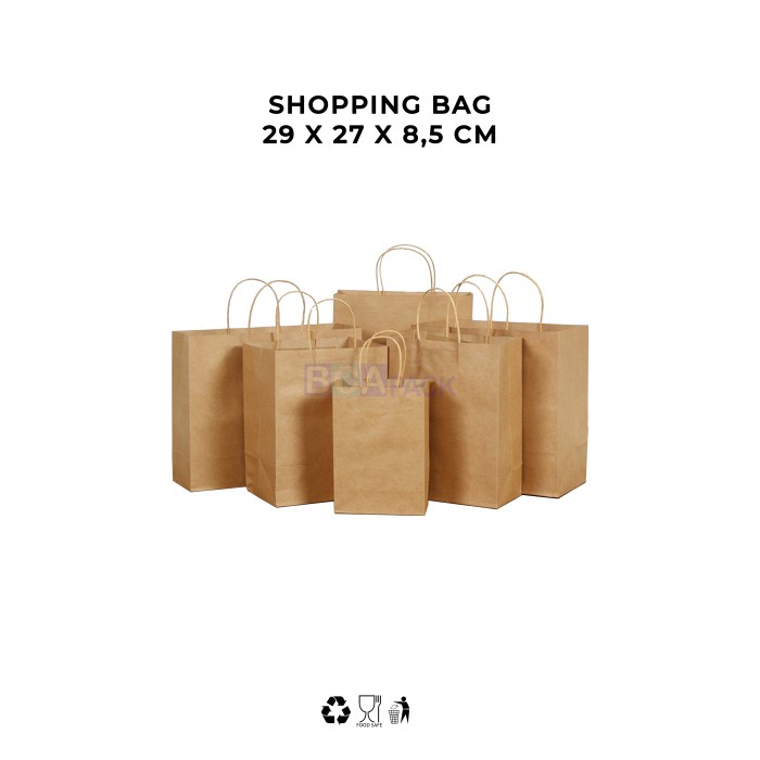 

✨ BISA COD ✨ Shopping Bag 29 x 27 x 8,5 cm - Paper Bag -Kantong Kertas - 12 pcs