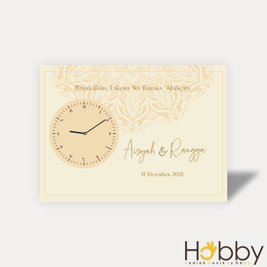 JAM DINDING KAYU CUSTOM NAMA TULISAN KADO PERNIKAHAN UNIK HADIAH WEDDING MEJA DUDUK NIKAHAN AESTETIK