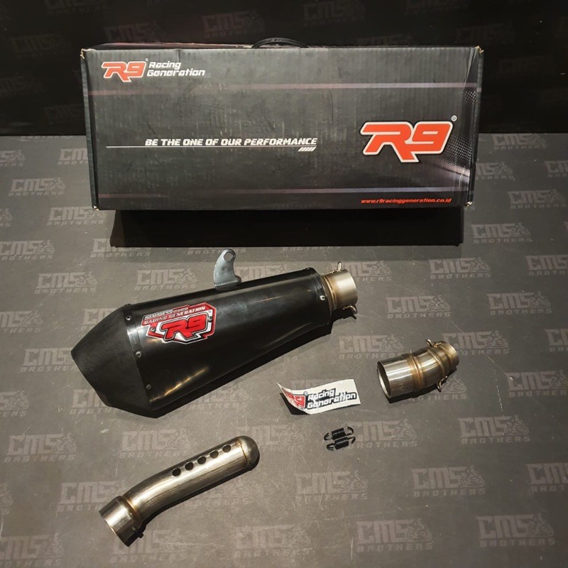 Knalpot Racing R9 Assen Stainless Series Black Slip On Ninja 250Fi