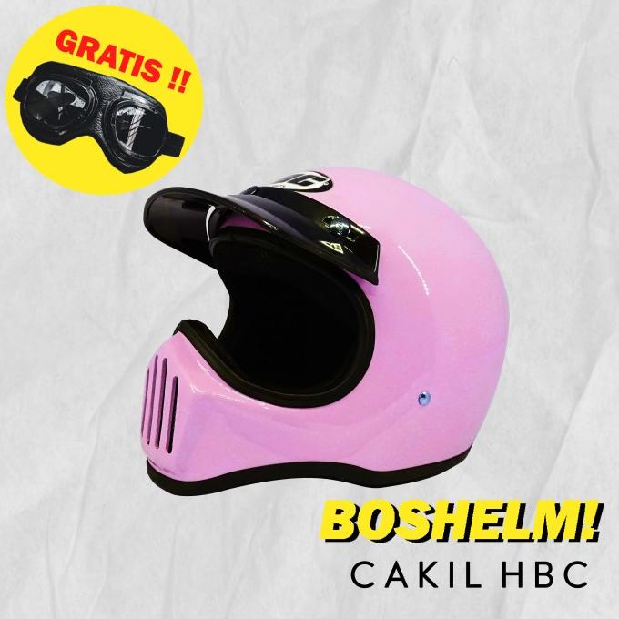 Helm Cakil HBC PINK GLOSSY Helm Retro Full Face SNI