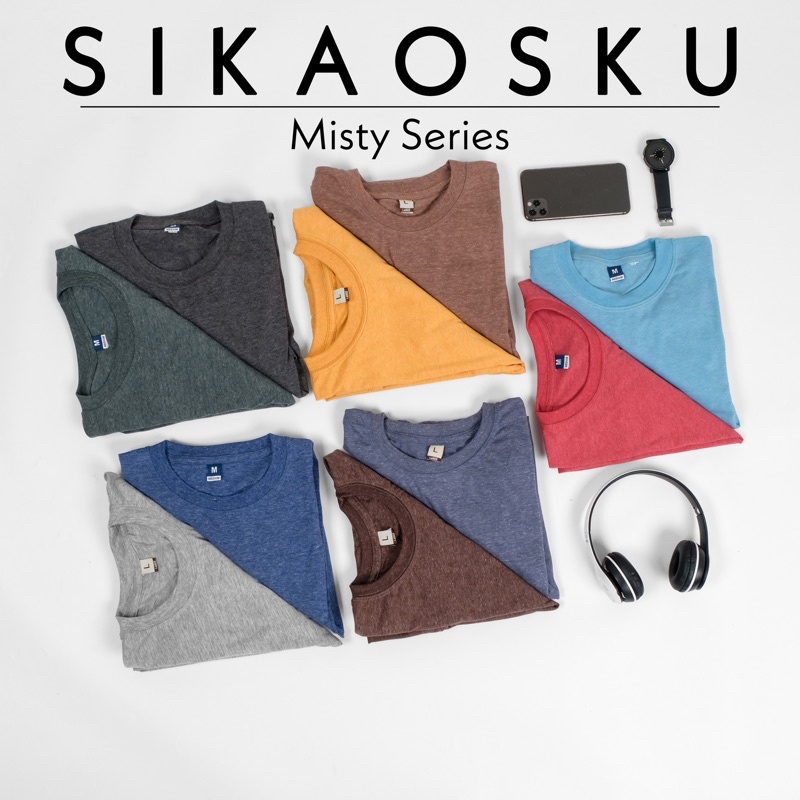 KAOS POLOS TWOTONE MISTY COTTON CVC 30s LENGAN PENDEK