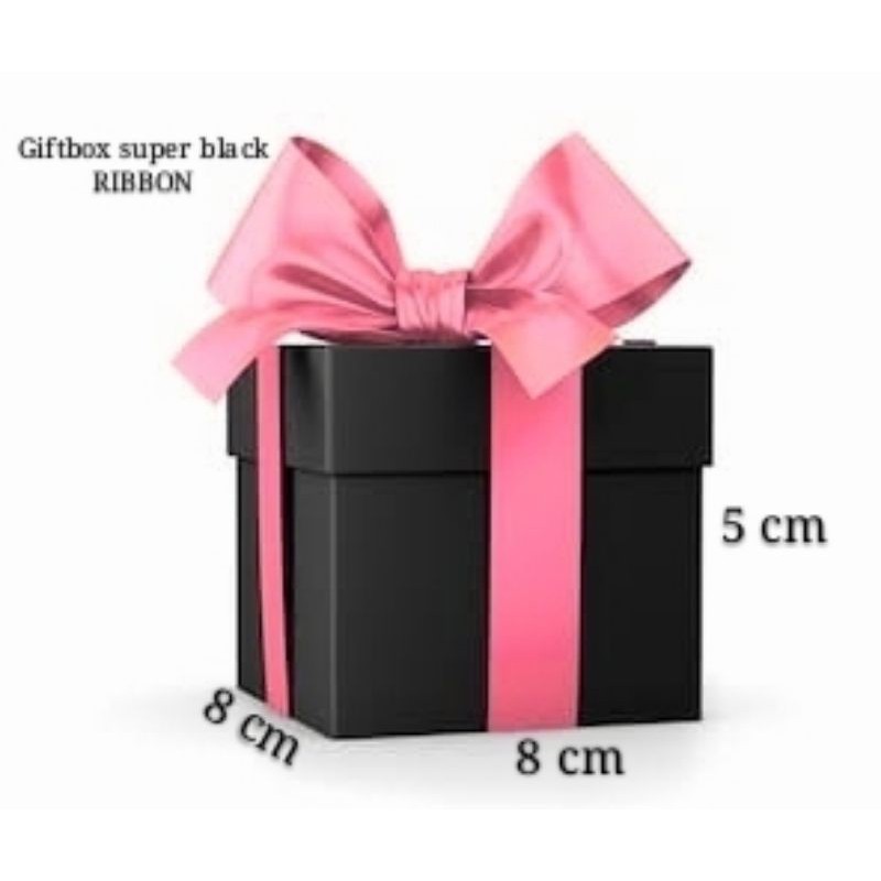 

PREMIUM RIBBON HARD BOX GIFT BOX SUPER BLACK 8 x 8 x 5 cm.