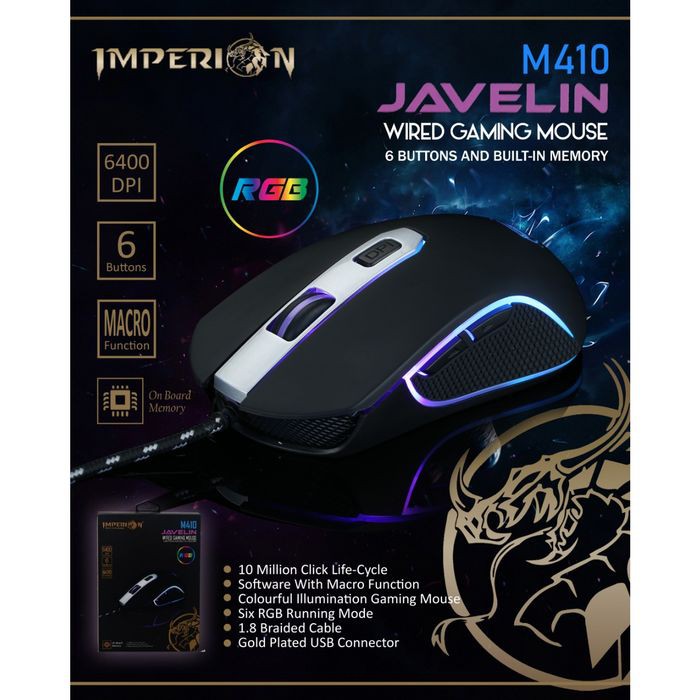 Mouse gaming imperion Javelin M410 rgb &amp; macro - Imperion m-410