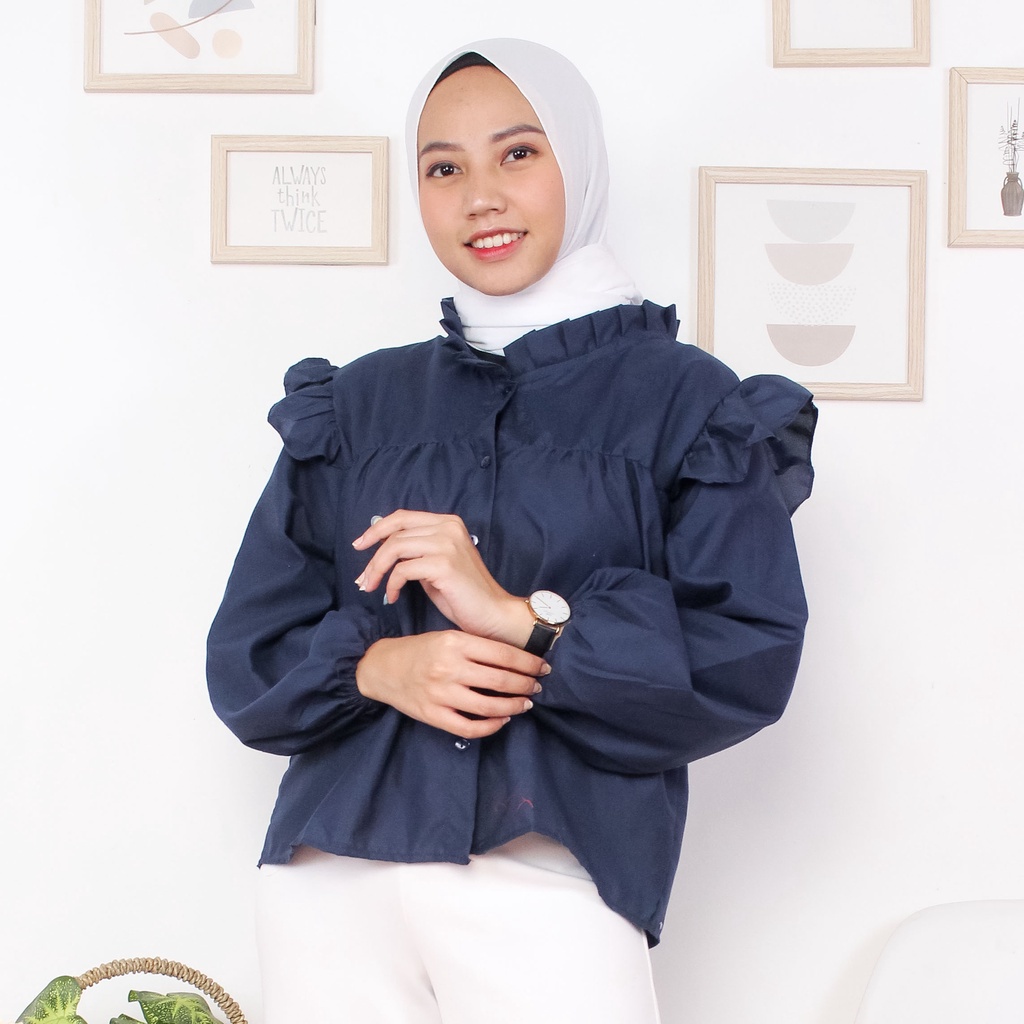 BEFAST - ZRX OOTD Wanita Blouse ITSUMI / Puffy Blouse / Blouse Wanita Lengan Puffy / Atasan Wanita lengan Panjang / Blouse Polos Casual / Blouse Formal / Fashion Wanita Modis / Termurah