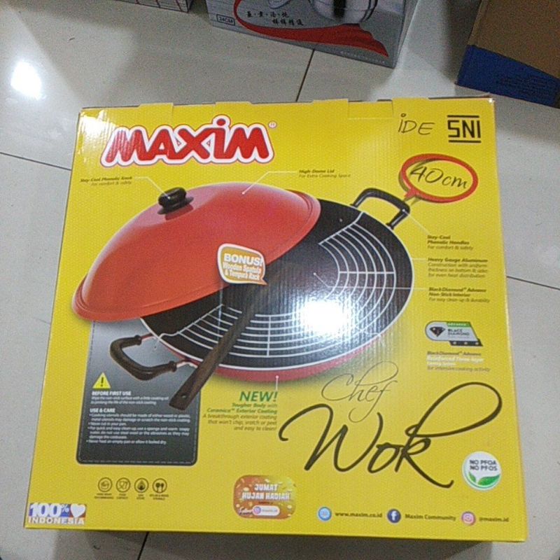 MAXIM CHEF WOK 40 CM, WAJAN TEFLON MAXIM 40 CM