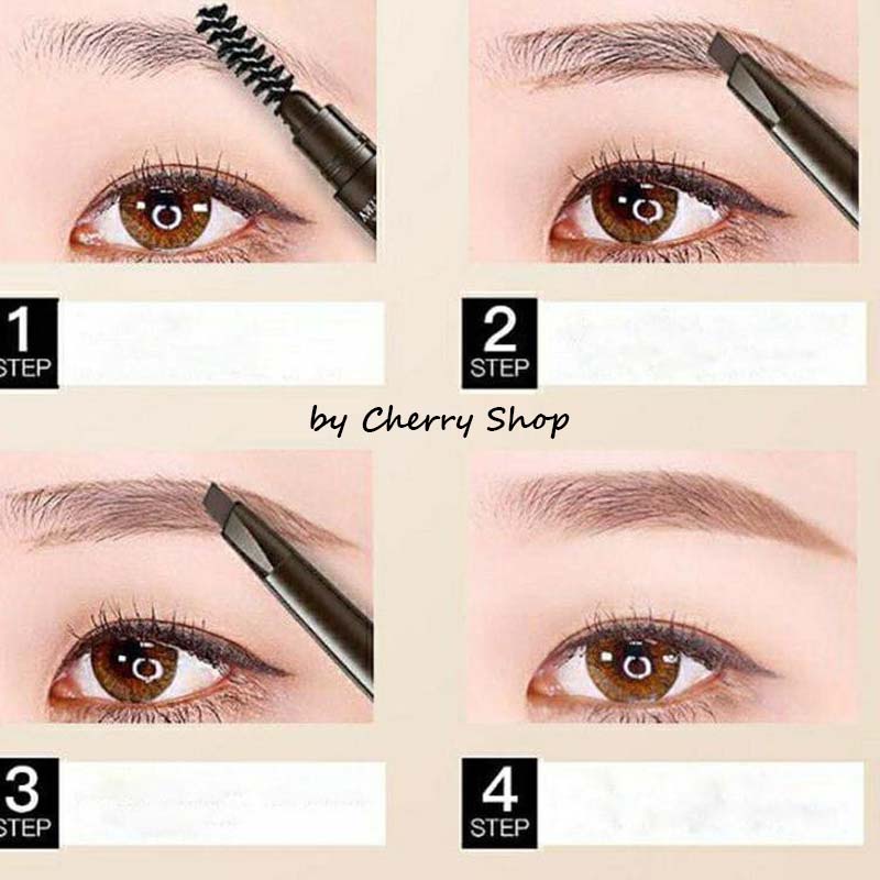 [5 WARNA] DNM Eyebrow Matic Pensil Alis Otomatis 2 Sisi Warna Hitam &amp; Coklat