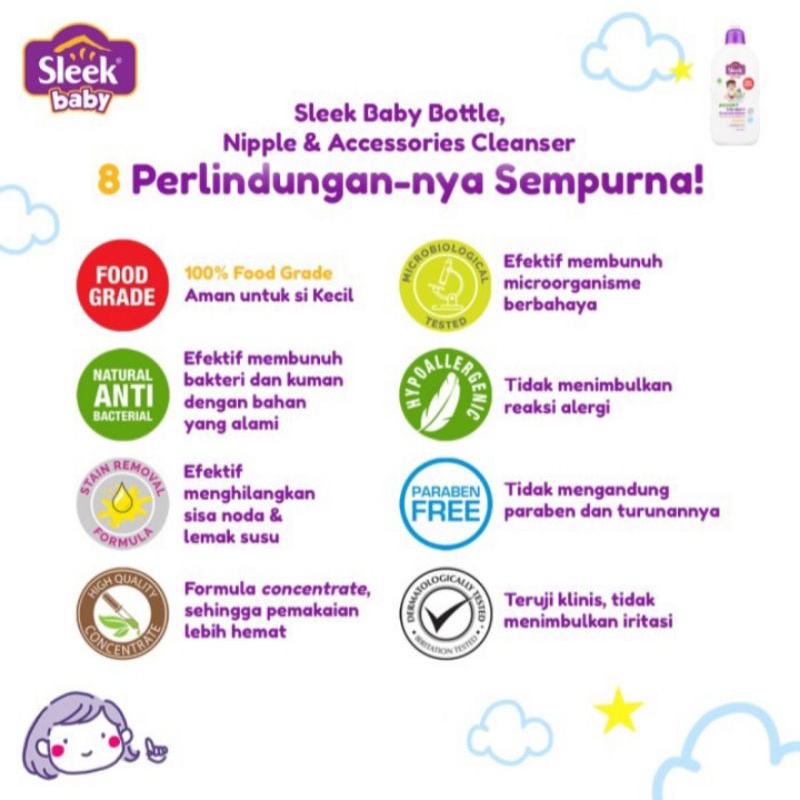 Sabun Cuci Dot Sleek Baby Bottle Nipple Accessories Cleanser 450 ml